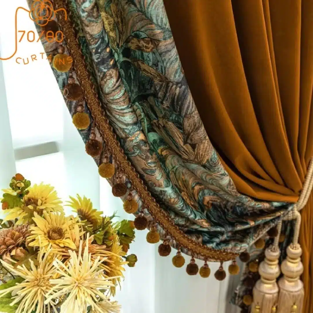Rideaux occultants en velours avec motif oriental