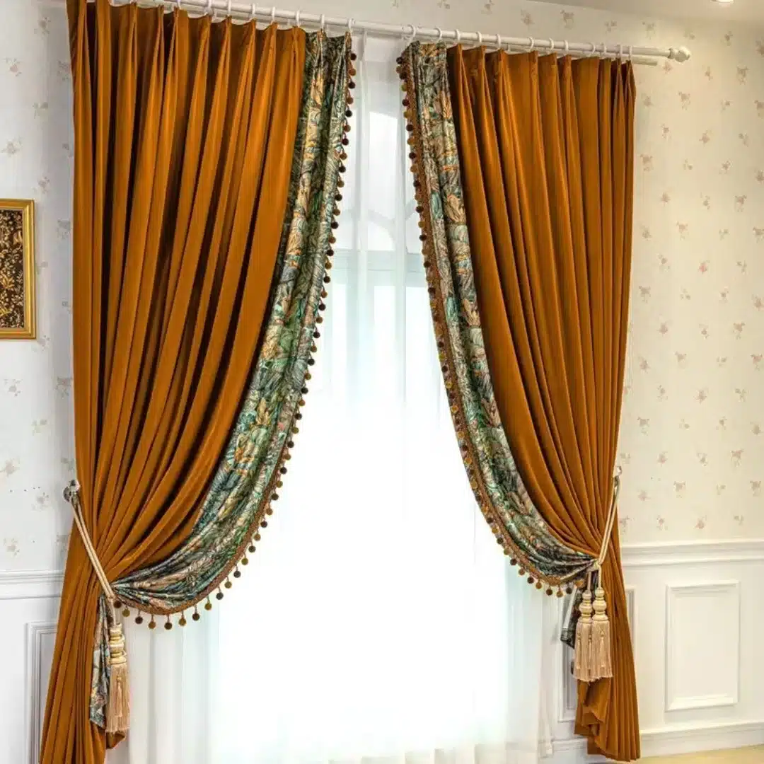 Rideaux occultants en velours avec motif oriental