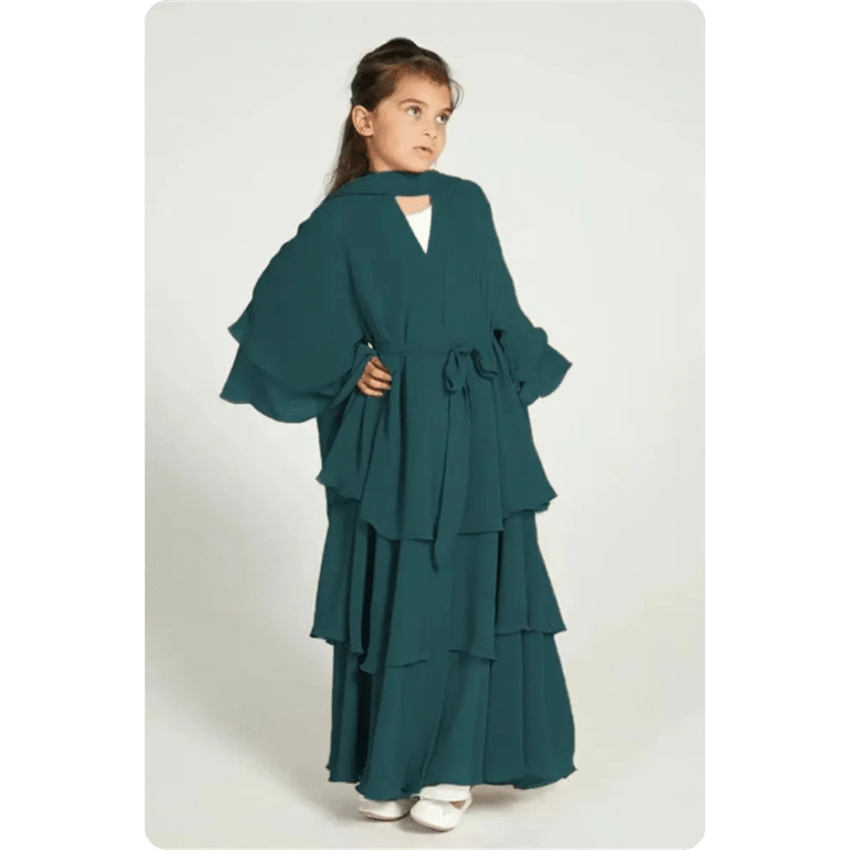Robe Abaya Longue pour Enfant à Volants 10
