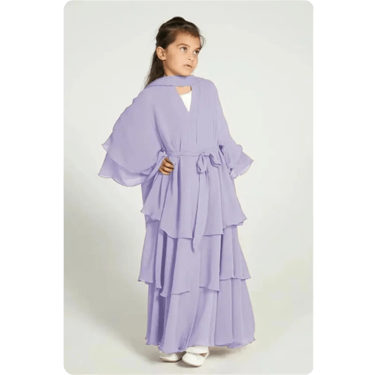 Robe Abaya Longue pour Enfant à Volants 11