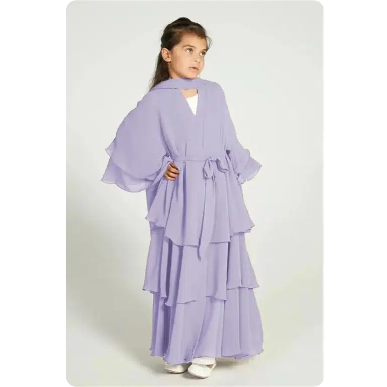 Robe abaya longue pour enfant à volants