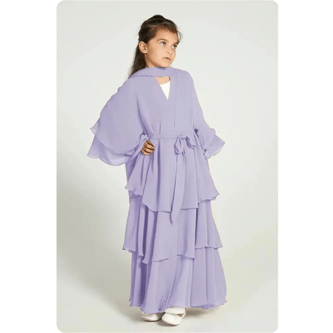 Robe Abaya Longue pour Enfant à Volants 11