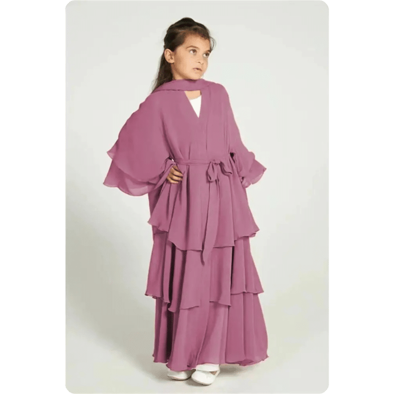 Robe Abaya Longue pour Enfant à Volants 12