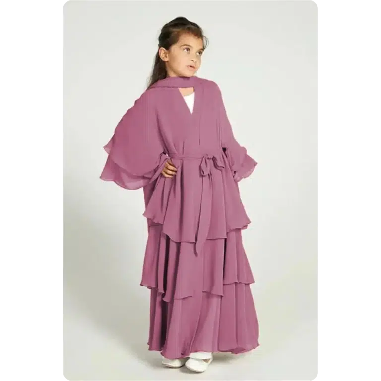 Robe abaya longue pour enfant à volants