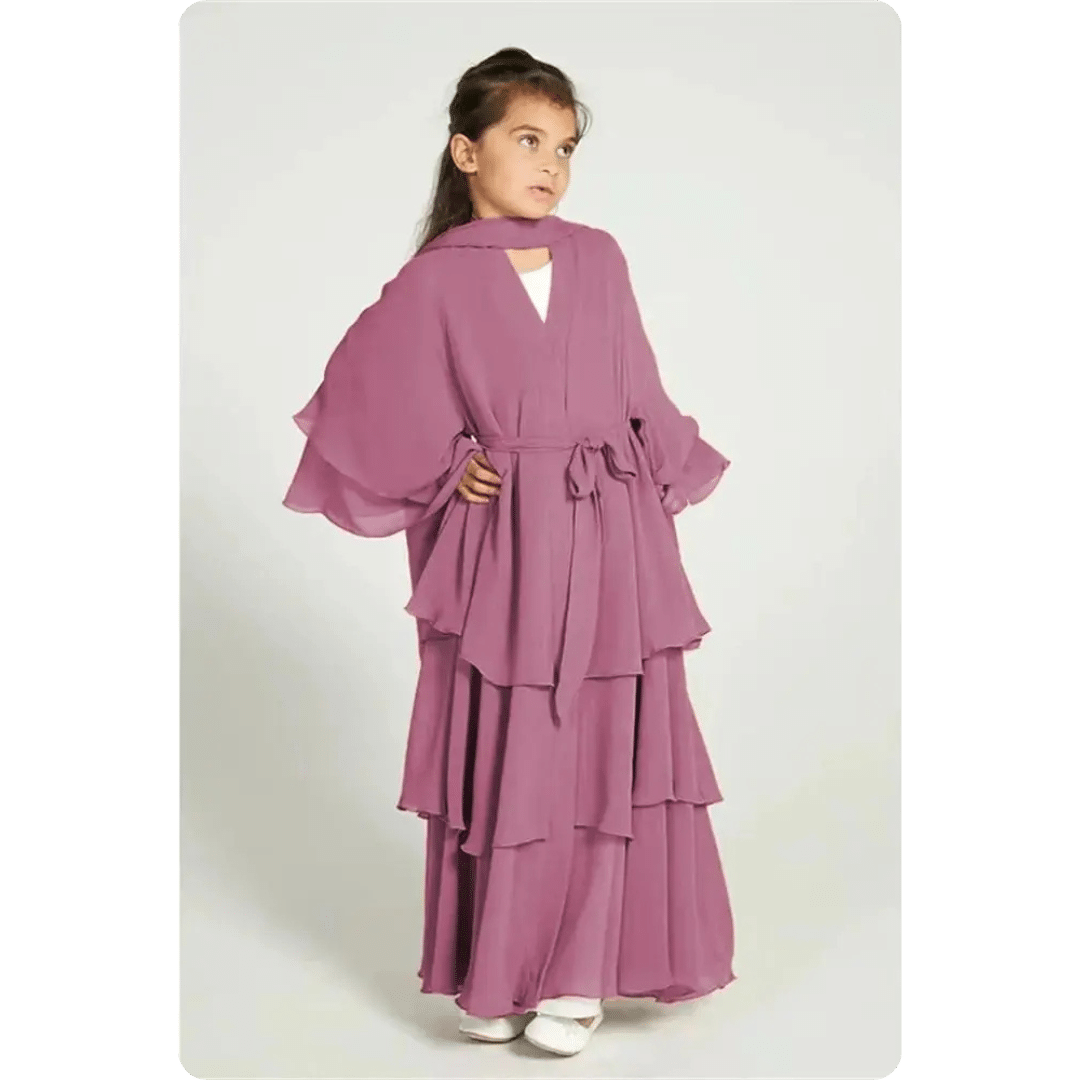 Robe Abaya Longue pour Enfant à Volants 12