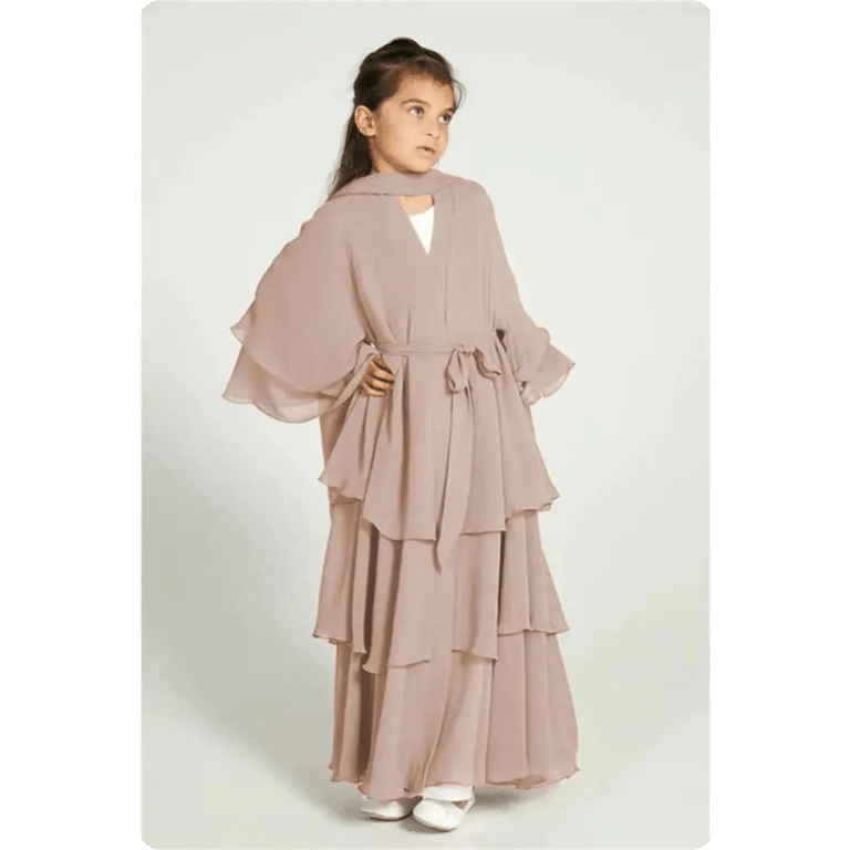 Robe Abaya Longue pour Enfant à Volants 13