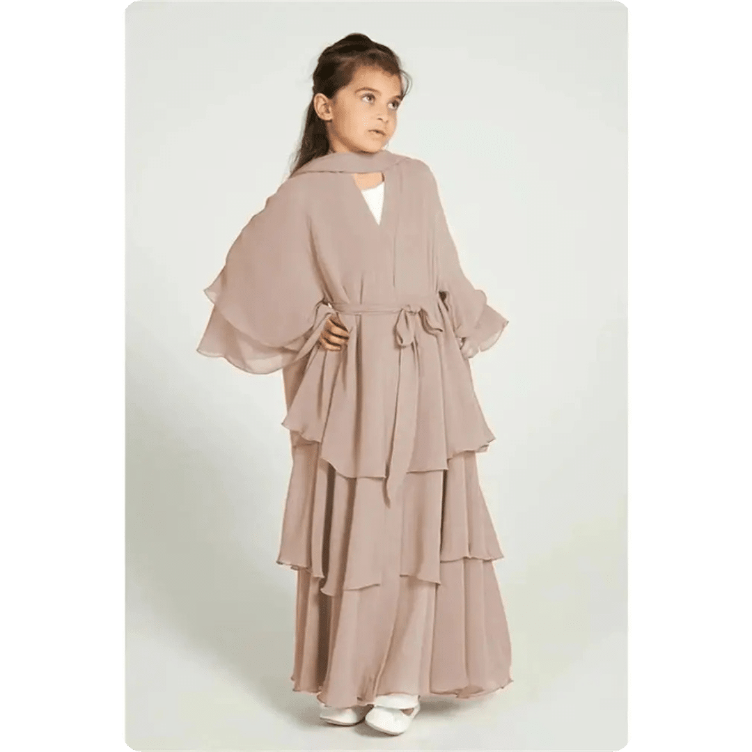 Robe Abaya Longue pour Enfant à Volants 13