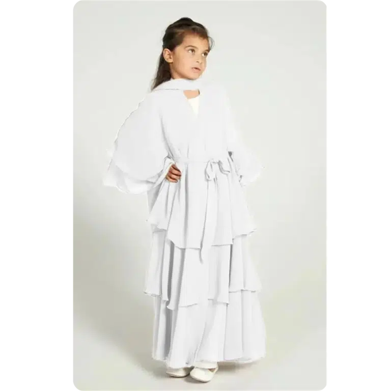 Robe abaya longue pour enfant à volants