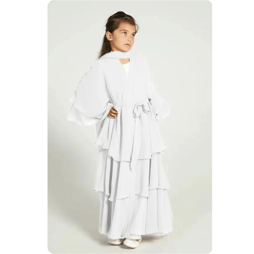 Robe Abaya Longue pour Enfant à Volants 2