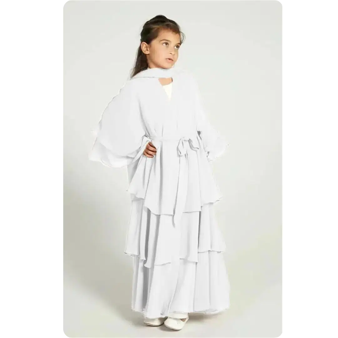 Robe abaya longue pour enfant à volants