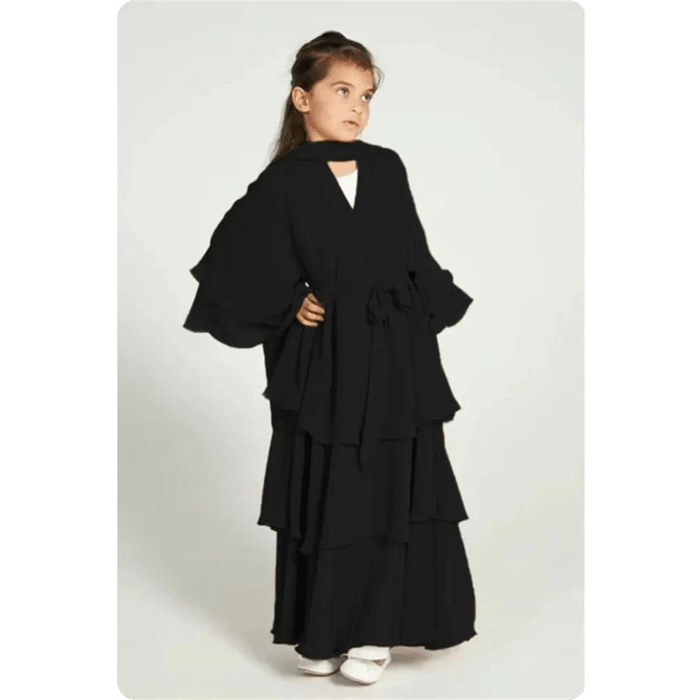 Robe Abaya Longue pour Enfant à Volants 3