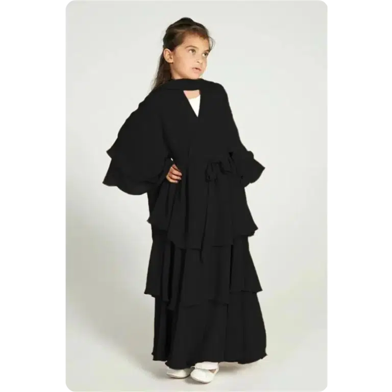 Robe abaya longue pour enfant à volants