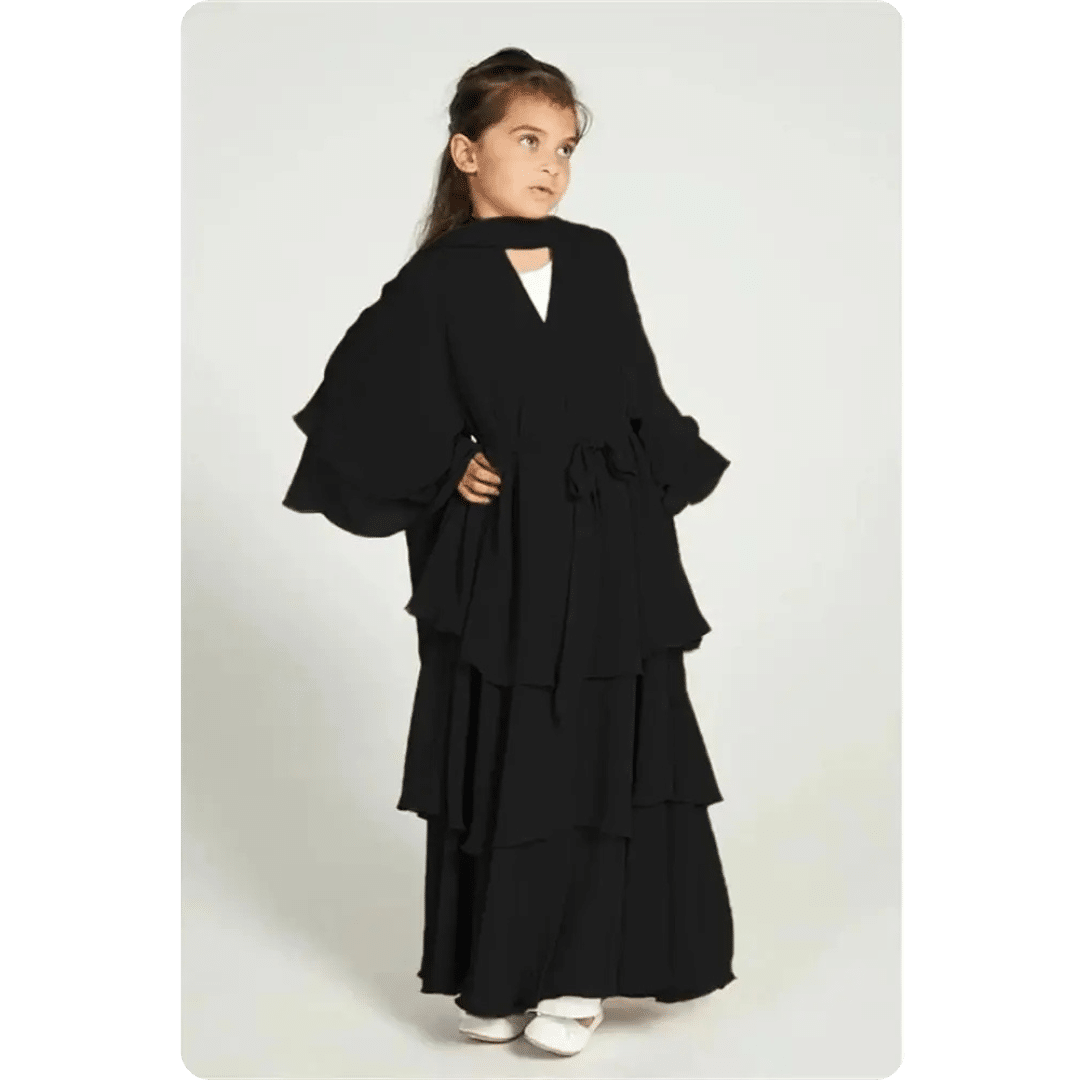 Robe Abaya Longue pour Enfant à Volants 3