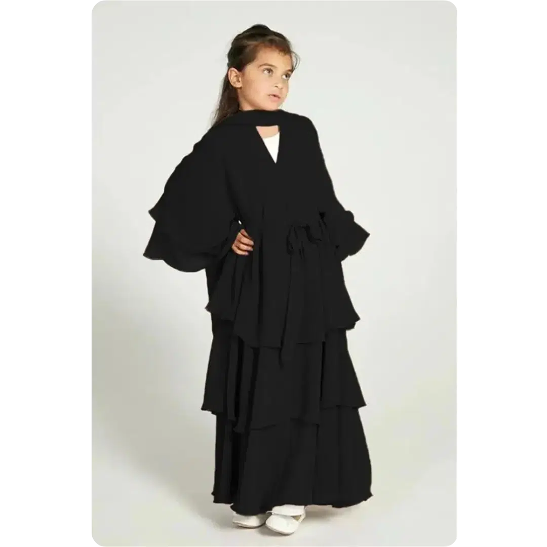 Robe abaya longue pour enfant à volants