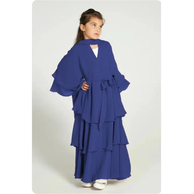 Robe abaya longue pour enfant à volants
