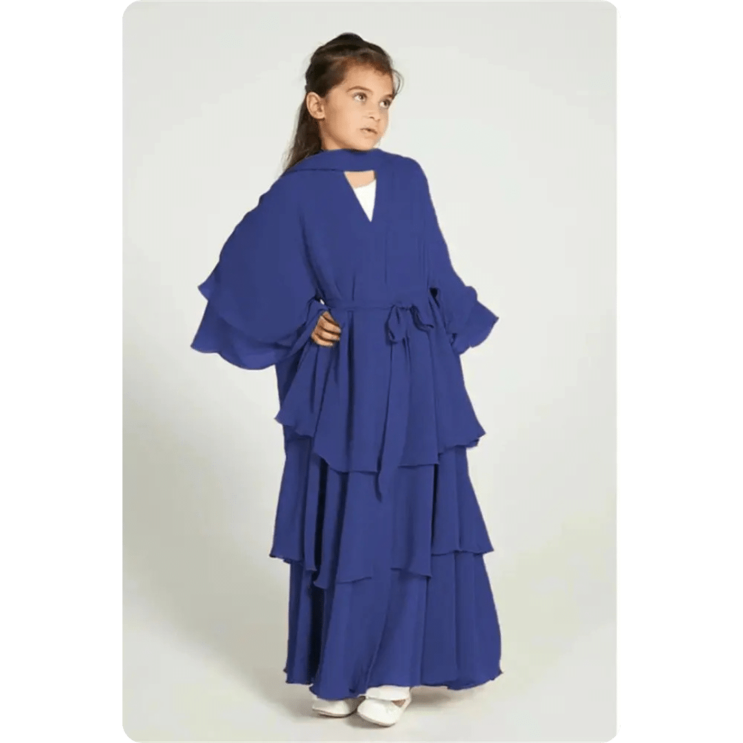 Robe Abaya Longue pour Enfant à Volants 4