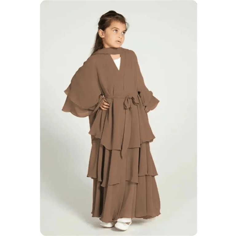 Robe Abaya Longue pour Enfant à Volants 5