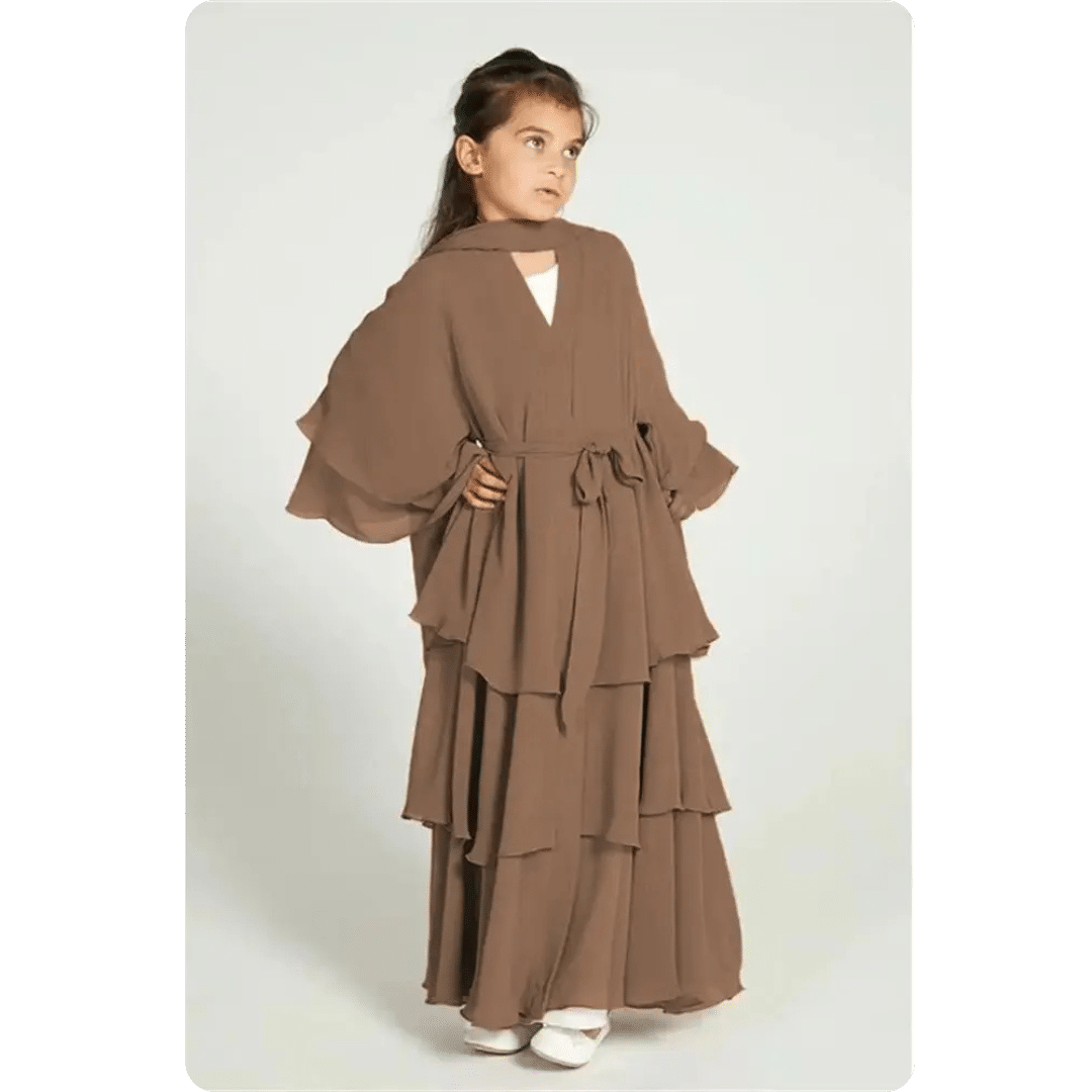 Robe Abaya Longue pour Enfant à Volants 5