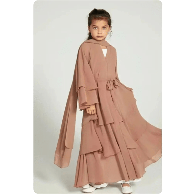 Robe Abaya Longue pour Enfant à Volants 6