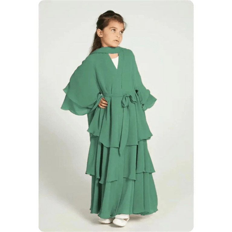 Robe Abaya Longue pour Enfant à Volants 7