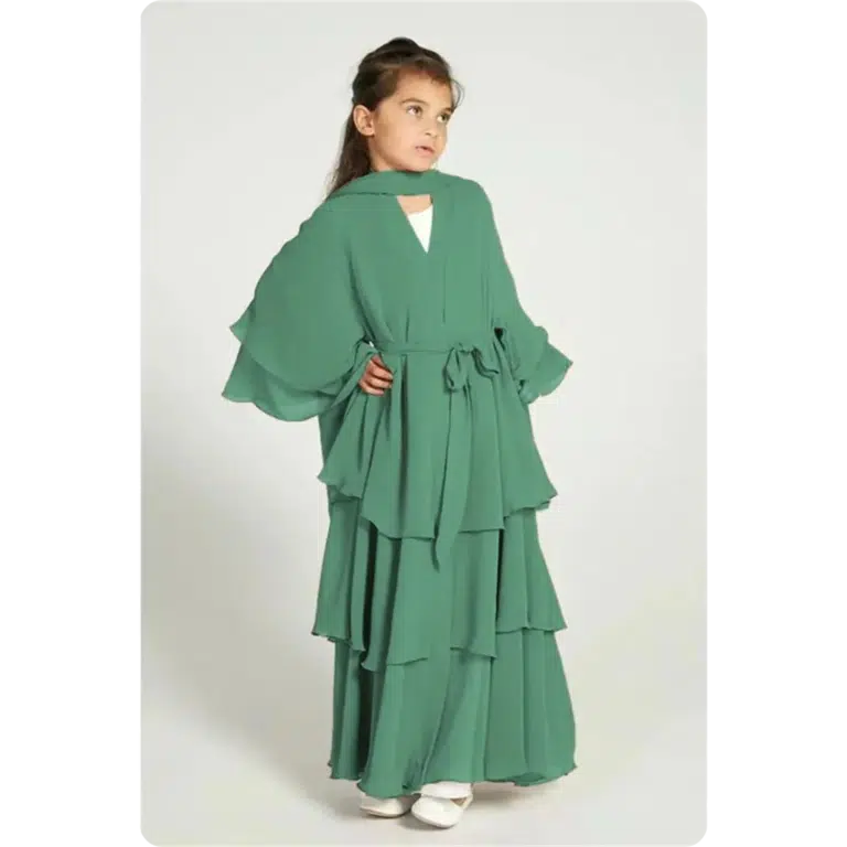 Robe abaya longue pour enfant à volants