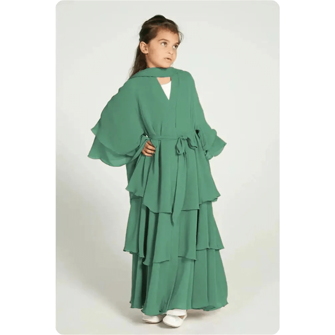 Robe Abaya Longue pour Enfant à Volants 7