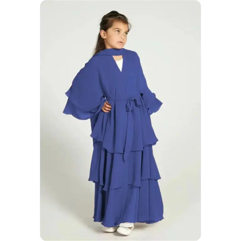 Robe abaya longue pour enfant à volants