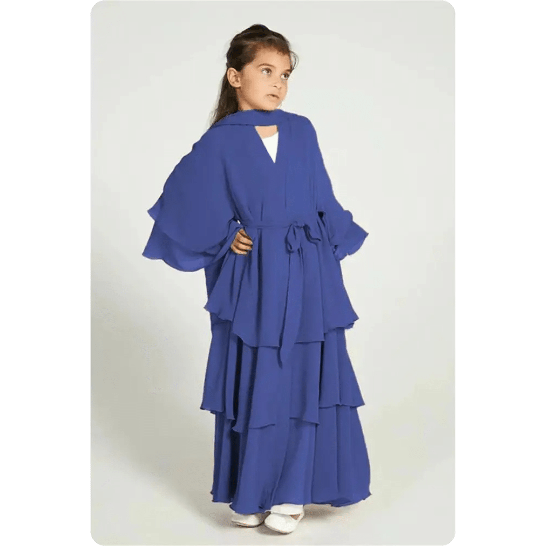 Robe Abaya Longue pour Enfant à Volants 8