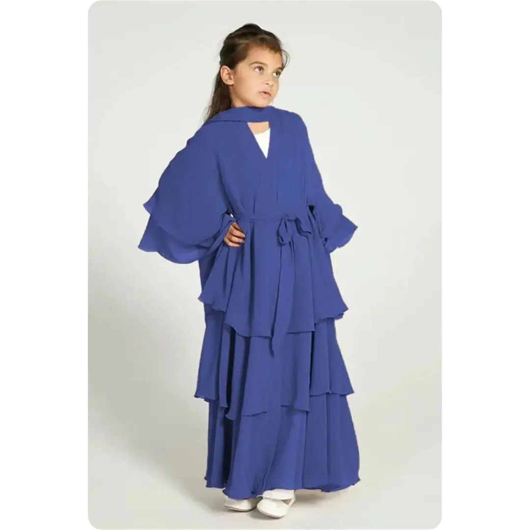 Robe abaya longue pour enfant à volants