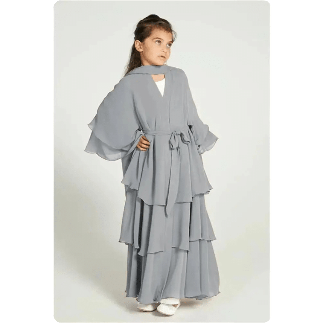 Robe Abaya Longue pour Enfant à Volants 9