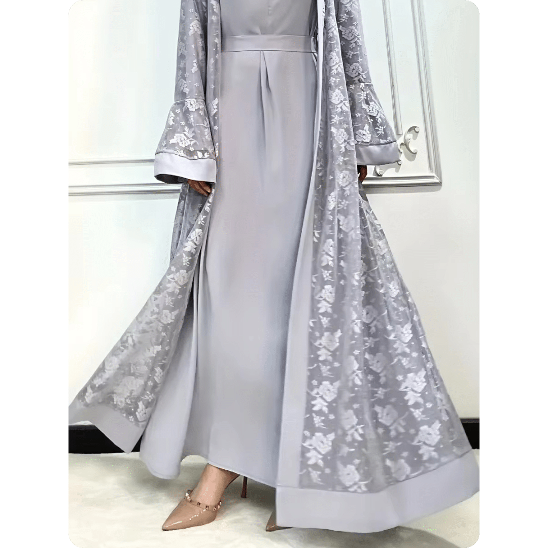 Robe Longue Orientale à Manches Larges Motifs Floraux 3