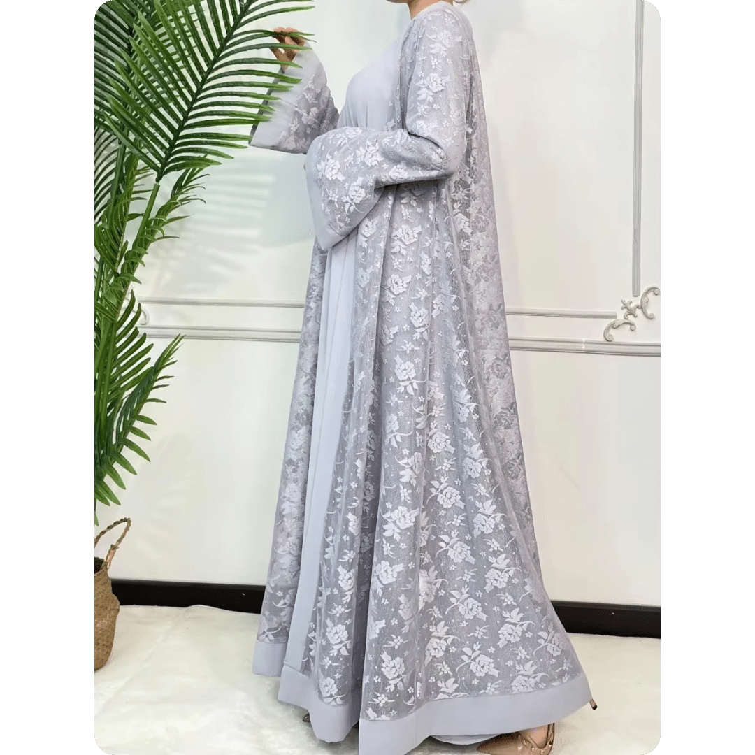 Robe Longue Orientale à Manches Larges Motifs Floraux 4