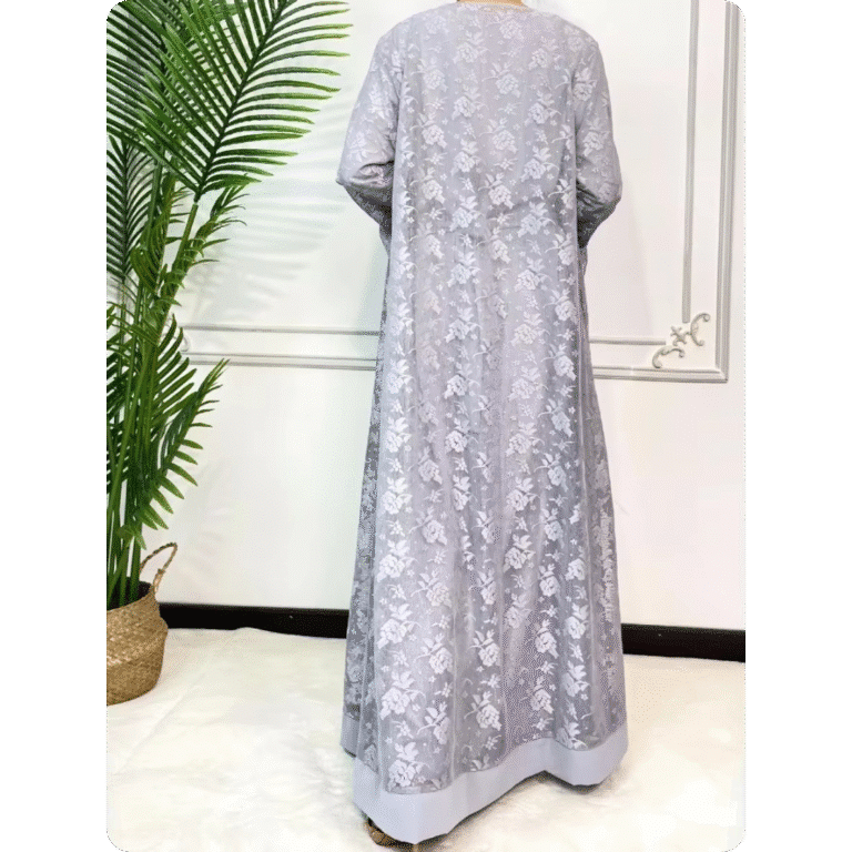 Robe Longue Orientale à Manches Larges Motifs Floraux 5