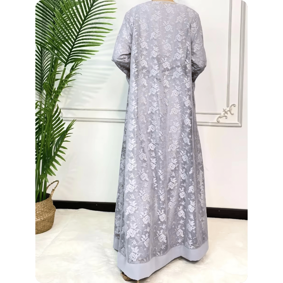 Robe Longue Orientale à Manches Larges Motifs Floraux 5