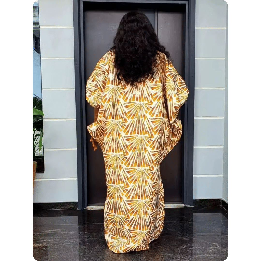 Robe Orientale en Tissu Satin avec Motifs Géométriques 2