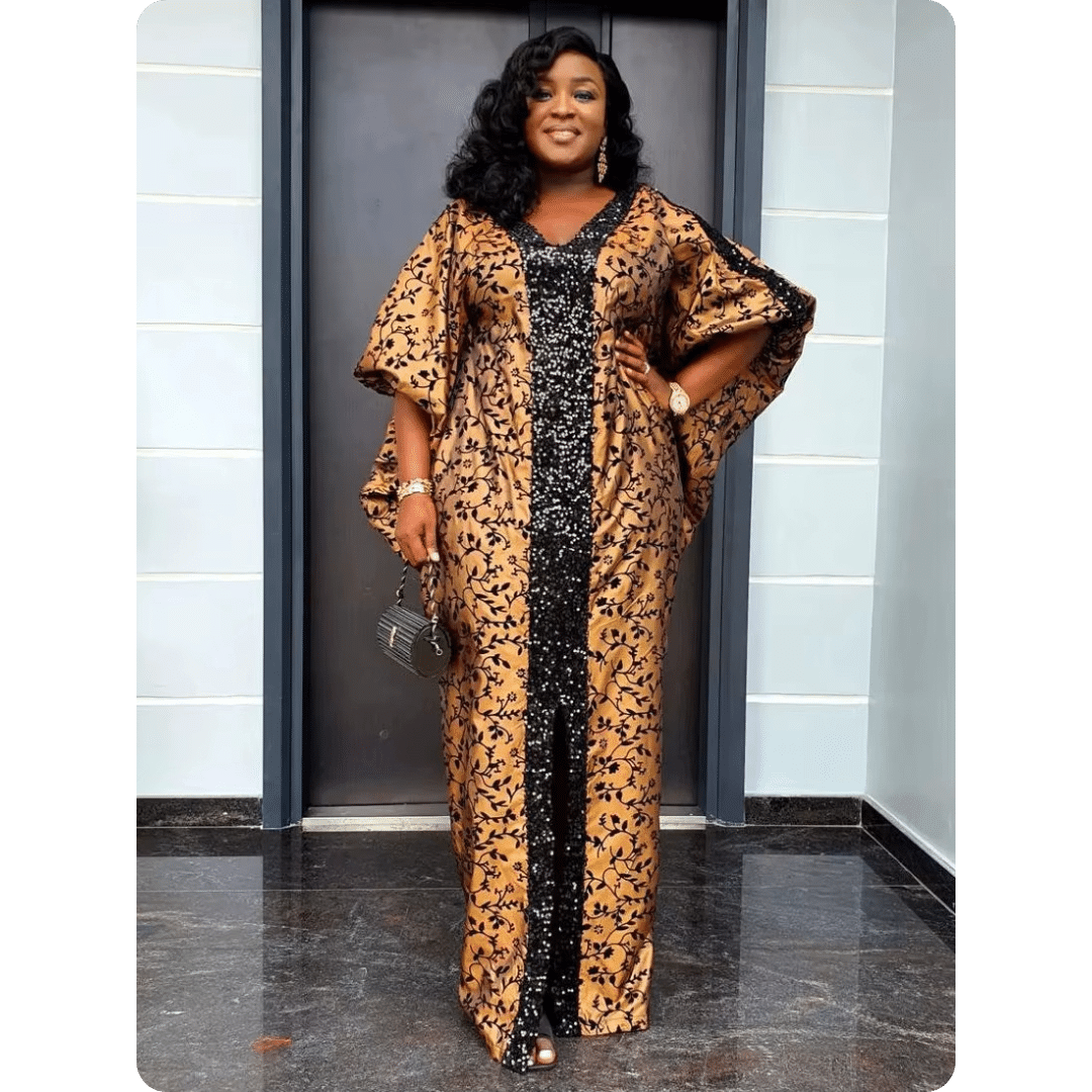 Robe Orientale en Tissu Satin avec Motifs Géométriques 3