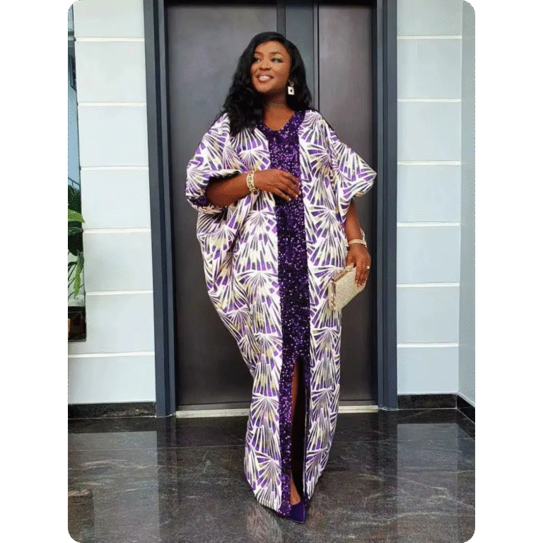 Robe Orientale en Tissu Satin avec Motifs Géométriques 5