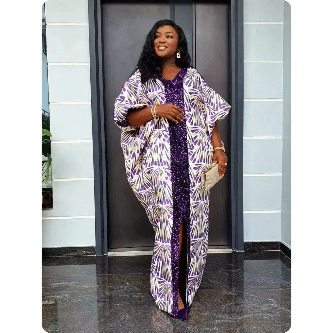 Robe Orientale en Tissu Satin avec Motifs Géométriques 5