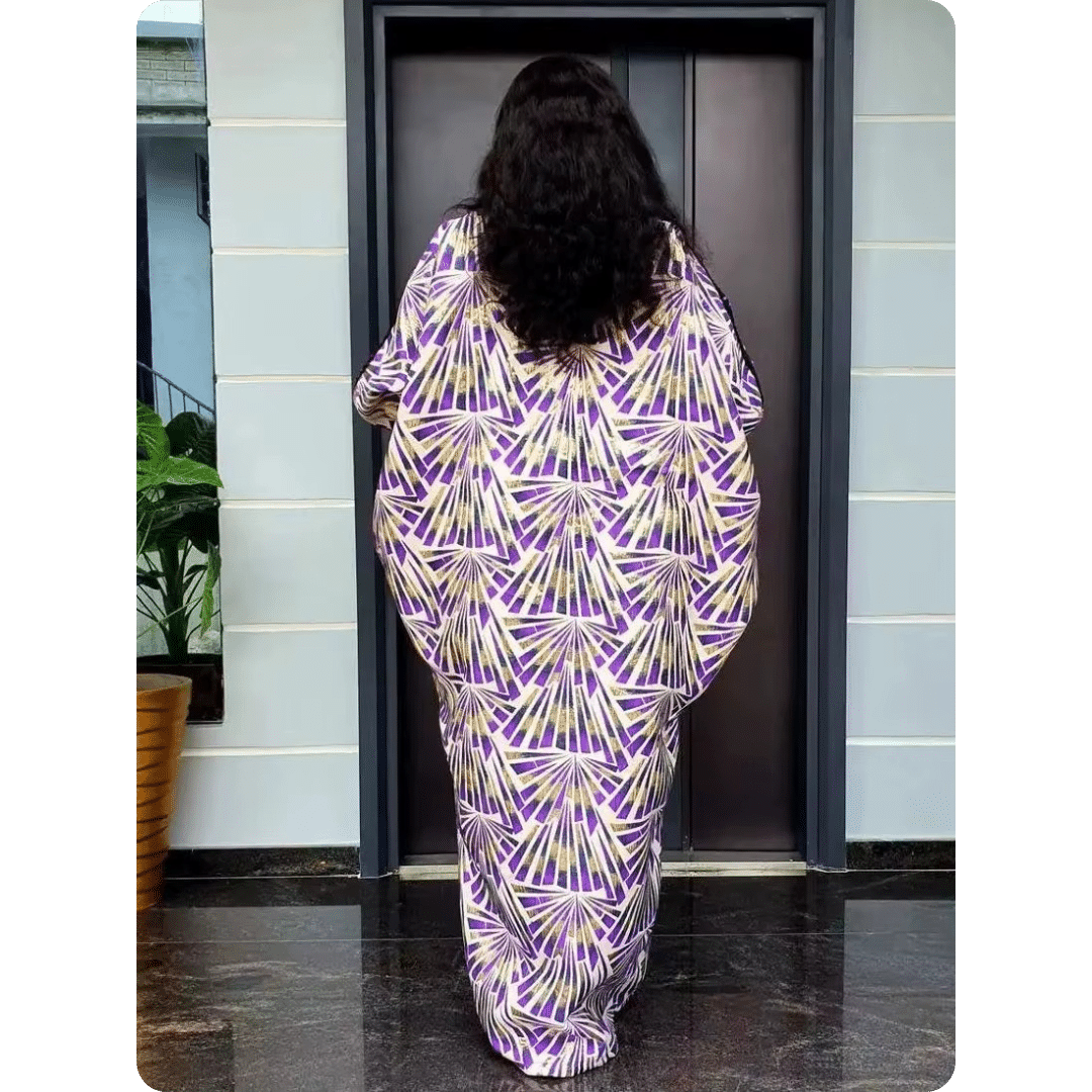 Robe Orientale en Tissu Satin avec Motifs Géométriques 6