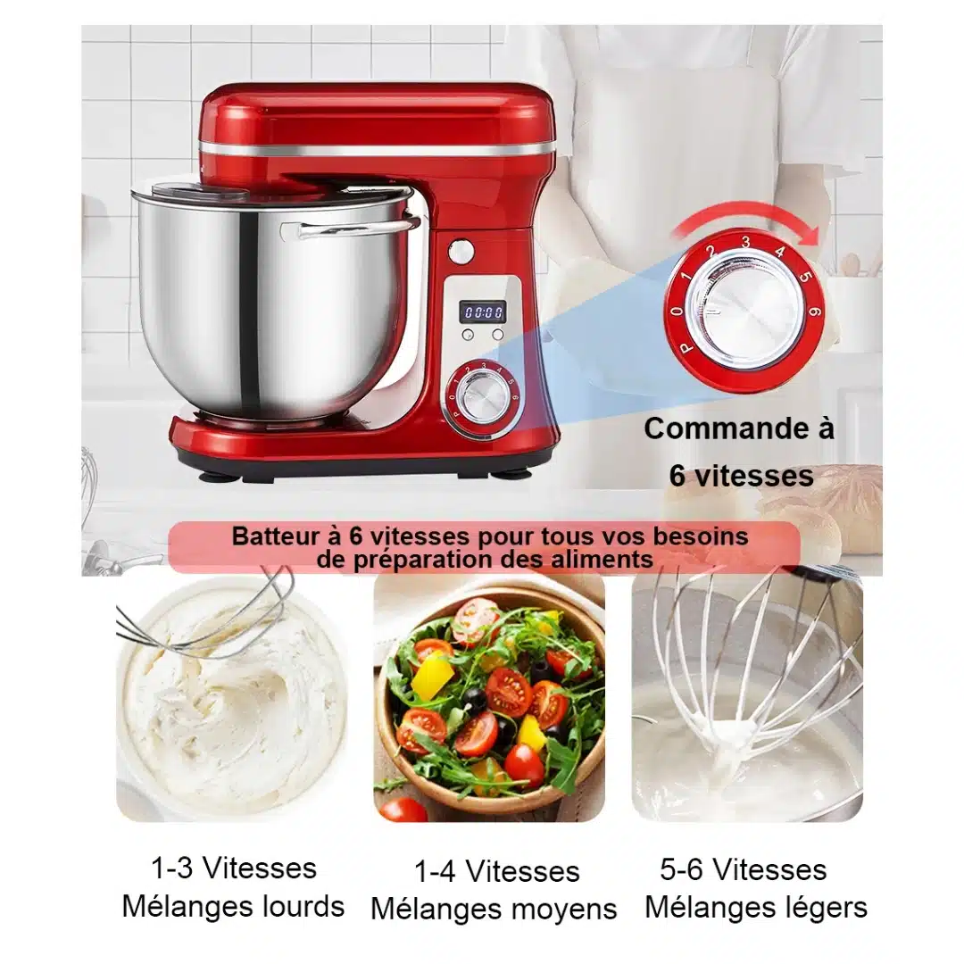 Robot batteur électrique silencieux 6 vitesses Biolomix
