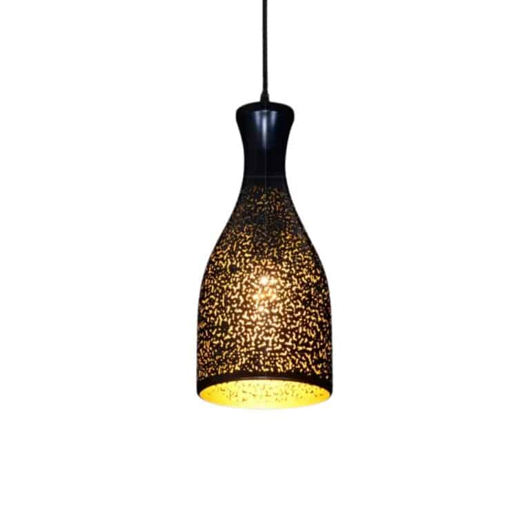 Suspension Marocaine en Métal Noir et Doré