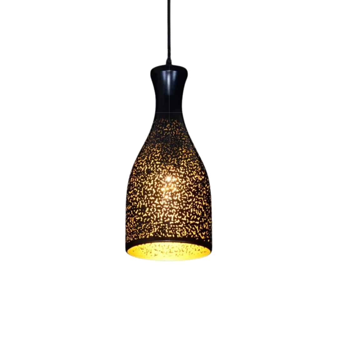 Suspension Marocaine en Métal Noir et Doré