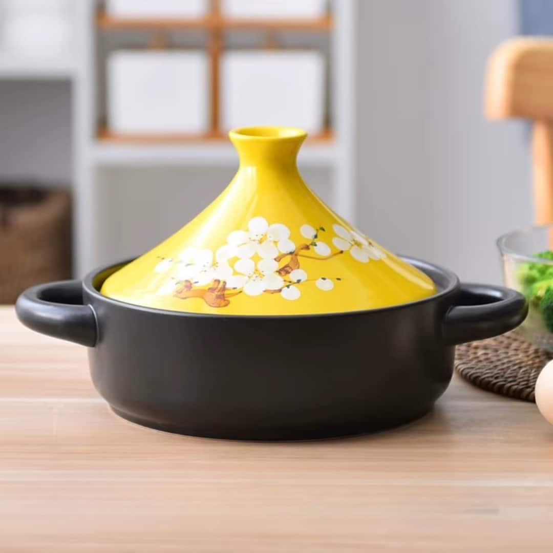 Tagine Marocain en Céramique à Motifs Floraux 4