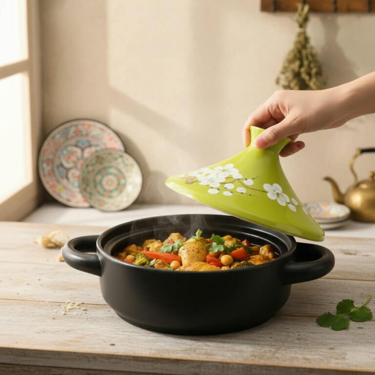 Tagine Marocain en Céramique à Motifs Floraux - picture 9403