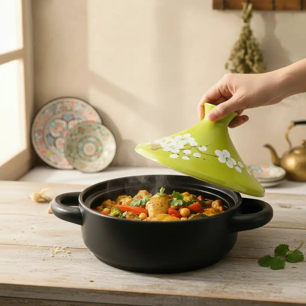 Tagine marocain en céramique à motifs floraux
