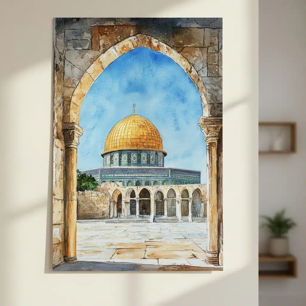 Affiche aquarelle mosquye kaaba