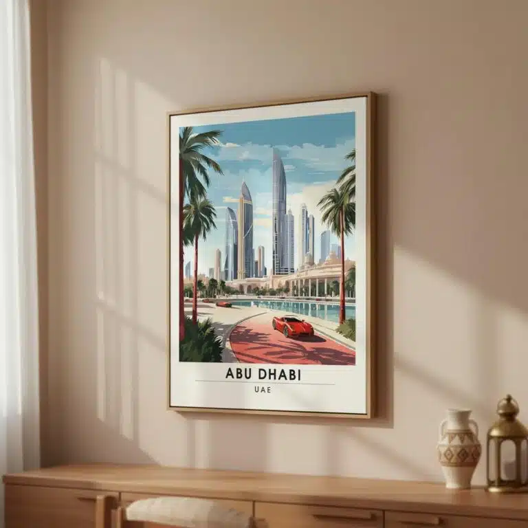 Affiche vintage ville dabu dhabi sur toile