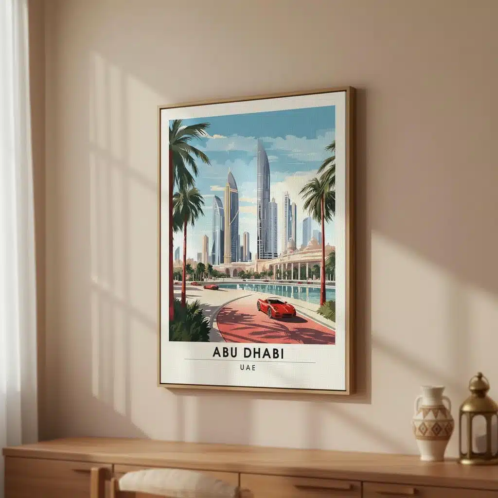 Affiche vintage ville dabu dhabi sur toile