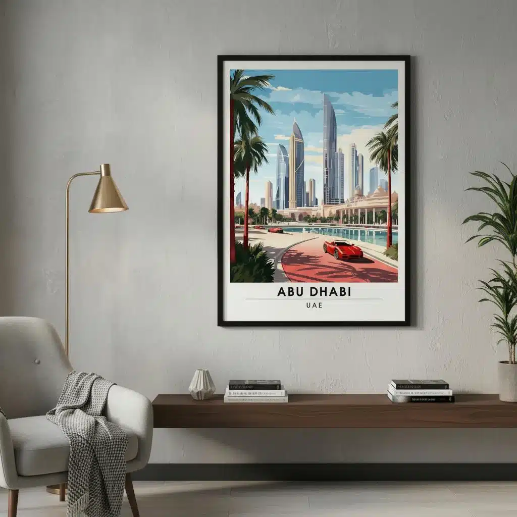 Affiche vintage ville dabu dhabi sur toile