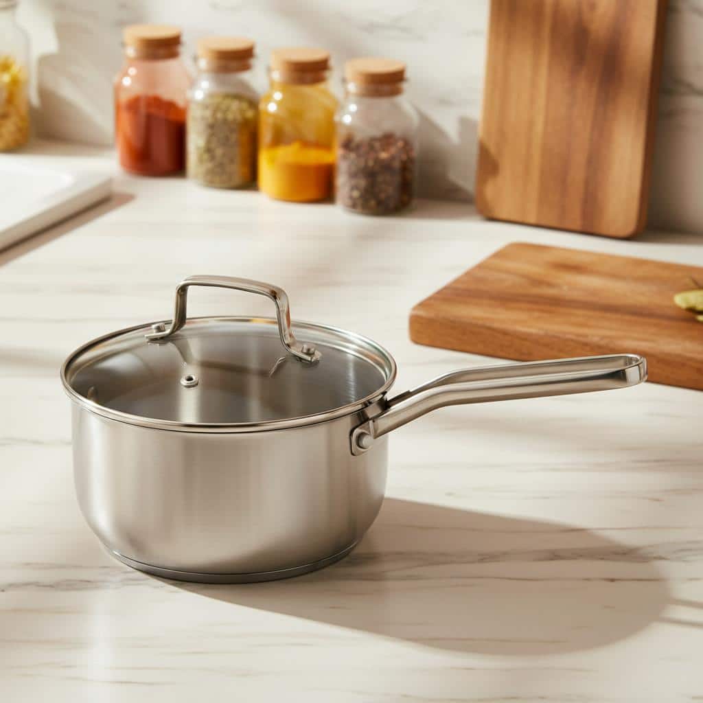 Casserole en acier inoxydable 304 avec couvercle en verre